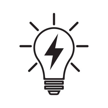 Light bulb vector icon, lamp with lightning, idea icon