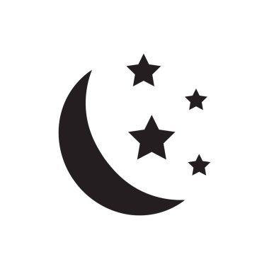 Moon with stars vector icon on background.