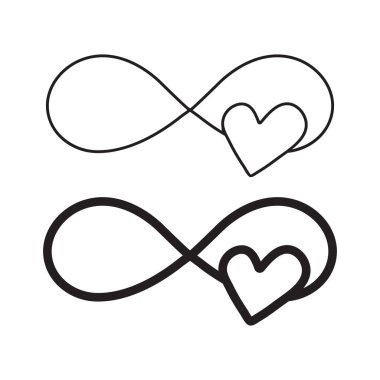 Hand drawn infinity symbol with heart, love sign doodle icon. Love sign forever for Happy Valentines Day. clipart