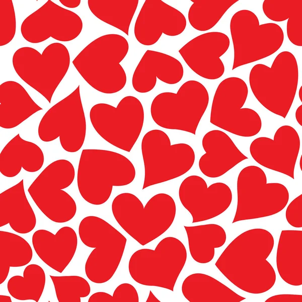 Herznahtloses Muster Endlose Textur Rote Herzen Auf Weißem Hintergrund Vektorillustration — Stockvektor