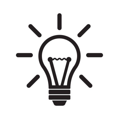 Ampul vektör ikonu, fikir ikonu, Işıklandırma Elektrik lambası. Elektrik, parlıyor..