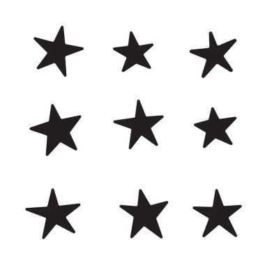Star Doodles koleksiyonu. El çizimi yıldızlar. Vektör karikatür çizimleri.
