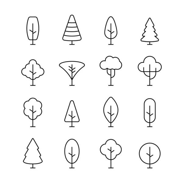 Tree Vector Line Icon Set Expanded Stroke — Stock Vector