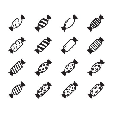 Şeker simgesi, beyaz arkaplanda vektör ayarlandı