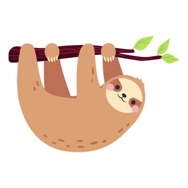 Şirin bir çizgi film karakteri, dalda uyuyor.