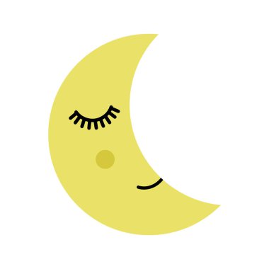 Sevimli ay, çizgi film vektörü illüstrasyonu.