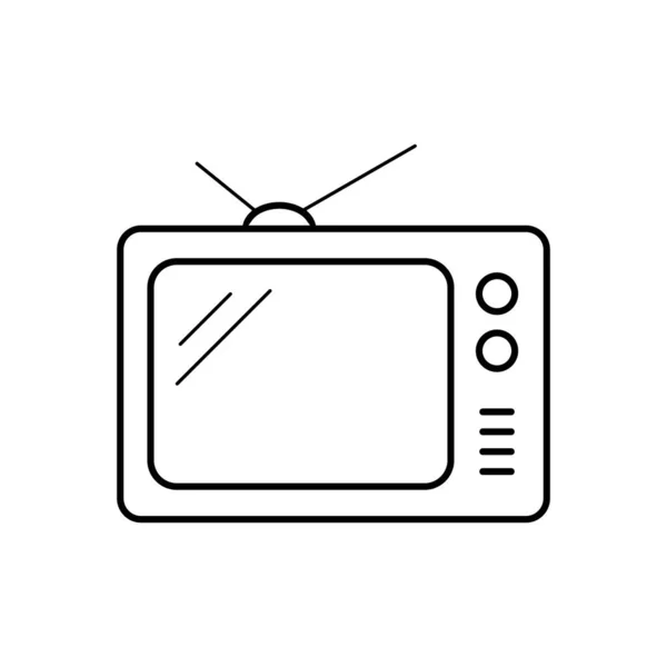 Icono Contorno Línea Televisión Antigua Imagen Vector Símbolo — Vector de stock