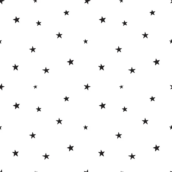 Seamless pattern with black stars on a white background. Vector illustration.