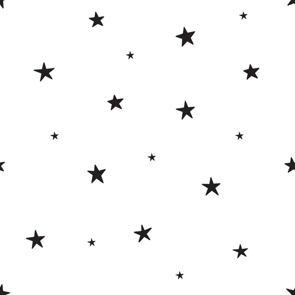 Бесшовный Звездный Узор Черно Белая Векторная Иллюстрация — стоковый вектор