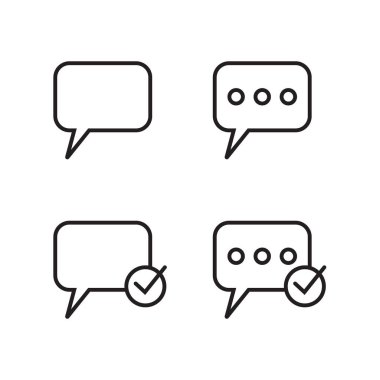 Beyaz arkaplanda sohbet ve konuşma balonu simgeleri ayarlandı.