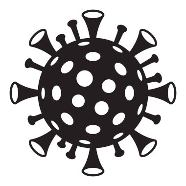 Coronavirus 2019-nCoV, COVID-19 simgesi. Siyah düz vektör koronavirüs simgesi.