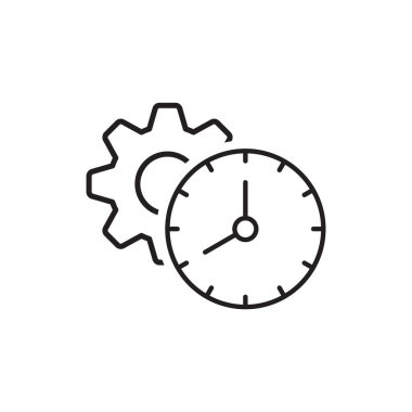 Zaman yönetimi vektör simgesi. Saat ve dişli simgesi.