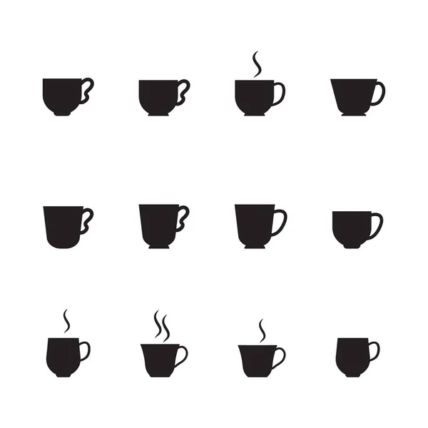 紅茶とコーヒーカップセットのアイコン 白い背景に孤立したロゴ — ストックベクタ