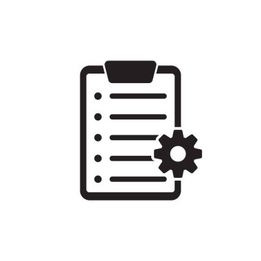 Vites izole edilmiş simgesi olan pano. Teknik destek kontrol listesi simgesi. Yönetim düz simge konsepti. Yazılım geliştirme.