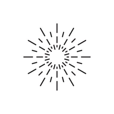 Klasik güneş patlaması. Beyaz arkaplanda yıldız patlaması tasarımı ögesi