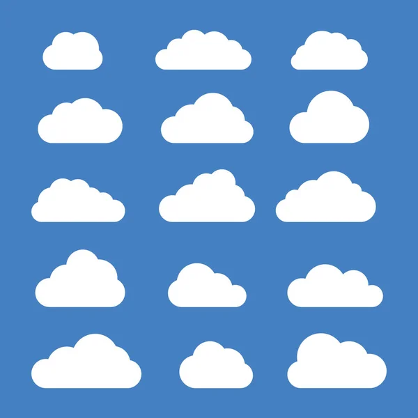 Σετ Από Σύννεφα Στον Γαλάζιο Ουρανό Σχήμα Εικονιδίου Νέφους Συλλογή — Διανυσματικό Αρχείο
