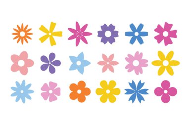 Çiçek simgesi seti, vektör izole edildi
