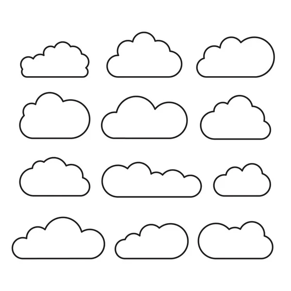 Clouds Line Art Icon Storage Solution Element Databases Networking Software — Stock Vector