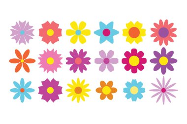 Çiçek simgesi seti, vektör izole edildi