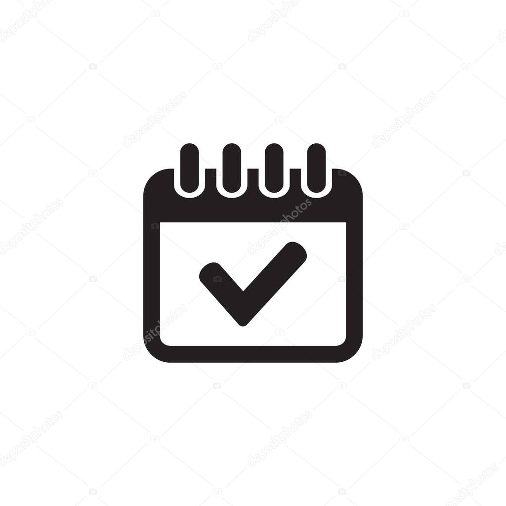 Event icon, calendar with check mark, vector isolated illustration