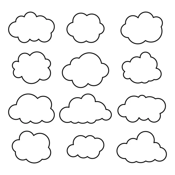 Clouds line art icon. Storage solution element, databases, networking, software image, cloud and meteorology concept. Vector line art illustration isolated on white background, editable stroke.