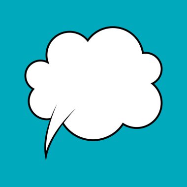 Kabarcık yalıtılmış. Moda düşünce baloncuğu düz stil. Sosyal ağ ve etiket için modern şablon. Yaratıcı düşünce balonu. Bulut çizgisi sanatı, vektör çizimi.