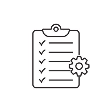 Vites izole edilmiş simgesi olan pano. Teknik destek kontrol listesi simgesi. Yönetim düz simge konsepti. Yazılım geliştirme.