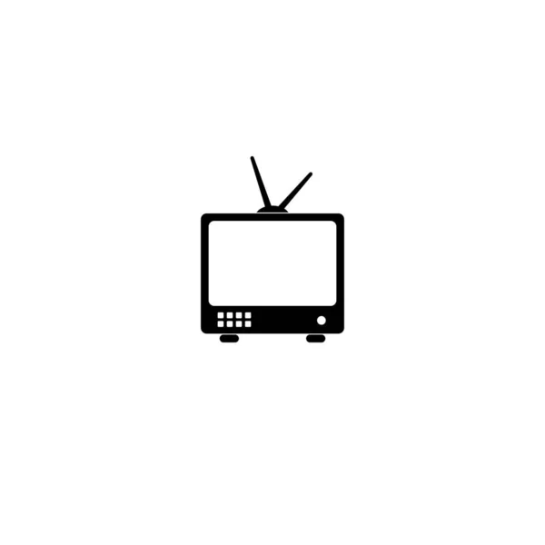 复古电视图标的平面风格 黑白复古电视图标 复古电视图标的矢量图解 供您设计 — 图库矢量图片