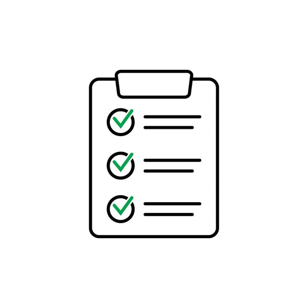 Clipboard Checklist Icon Web Green Check Boxes Isolated White Background — Stock Vector