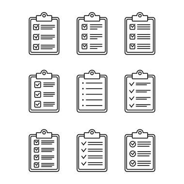 Pano simgesi. Web sitesi ve uygulama tasarımı için işaretleme listesi işareti.