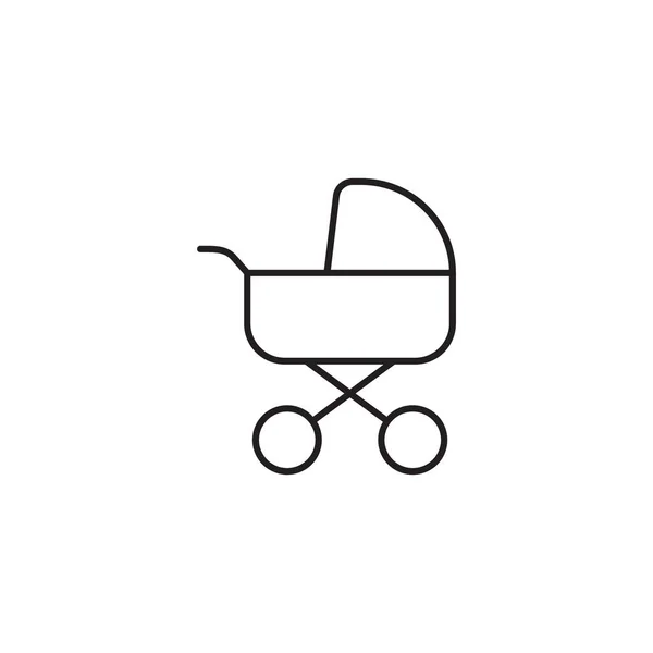 Baby Kočárek Vektorová Ikona Lineární Obrys Ikona Izolované Bílém Pozadí — Stockový vektor