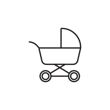 Doğrusal olarak bebek puseti vektör simgesi, beyaz arkaplanda izole edilmiş dış hat simgesi