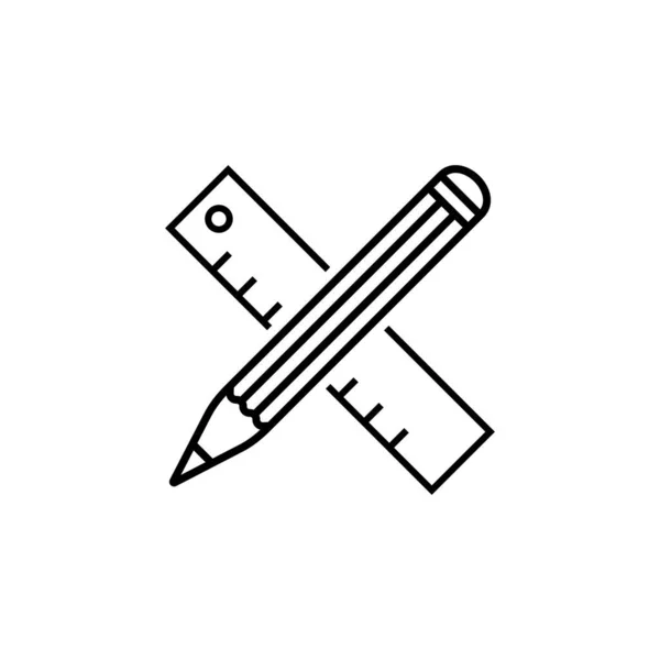 铅笔和尺子图标 创造力进步 细线符号 — 图库矢量图片