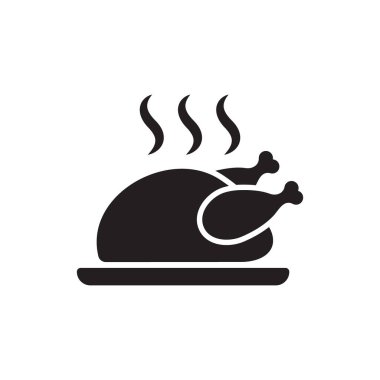 Tavuk ikonu. Tavuk yemeği vektörü. Tavuk tabakta vektör.