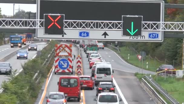 Plac budowy na niemieckiej autostradzie A66 — Wideo stockowe