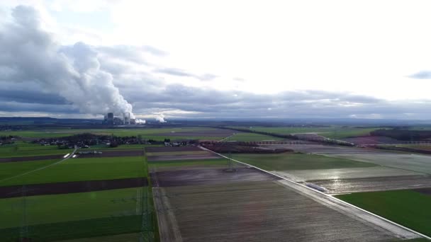 Снимок Угольной Электростанции Вид Воздуха — стоковое видео