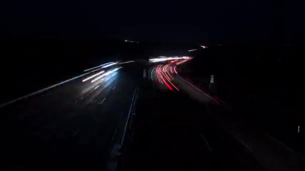 德国高速公路夜间时间的推移 高角度看 — 图库视频影像