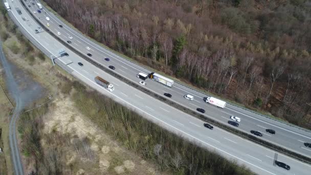 Niedernhausen Tyskland April 2018 Flygfoto Över Tät Trafik Och Trafikstockning — Stockvideo