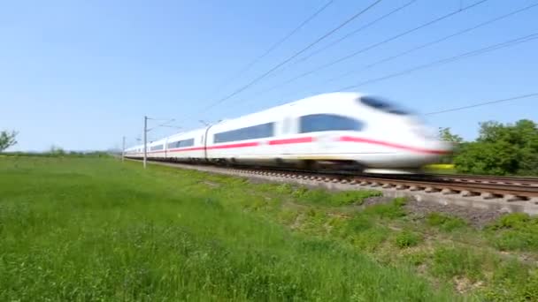 Wallau Alemania Mayo 2018 Tracking Shot Passing Ice Train Highspeed — Vídeos de Stock