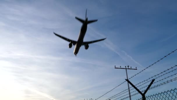 一架飞机在法兰克福国际机场西北跑道着陆 — 图库视频影像