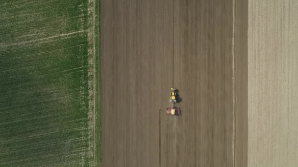 Vue Aérienne Superficie Agricole Agriculture Hersage Tracteur — Video