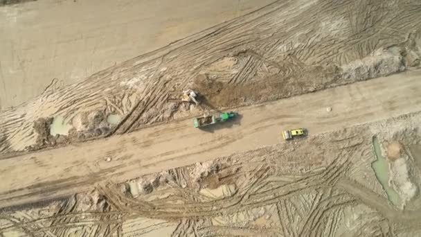 Large Muddy Construction Site Aerial View — Stock Video