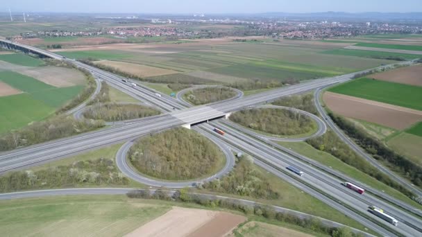 Widok Lotu Ptaka Duże Skrzyżowanie Autostrad — Wideo stockowe