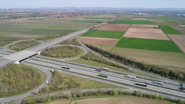 Vista Aérea Del Gran Intercambio Carreteras — Vídeos de Stock