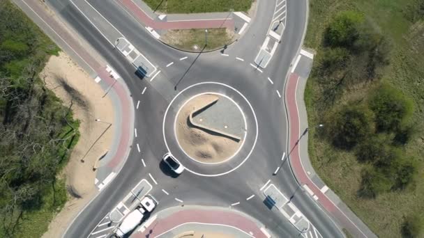 Círculo Tráfego Rotunda Veículos Vista Aérea — Vídeo de Stock