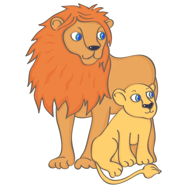 Löwe und Löwenjunges — Stockvektor