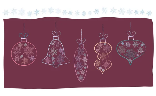 Christmas card with baubles — Stock Vector