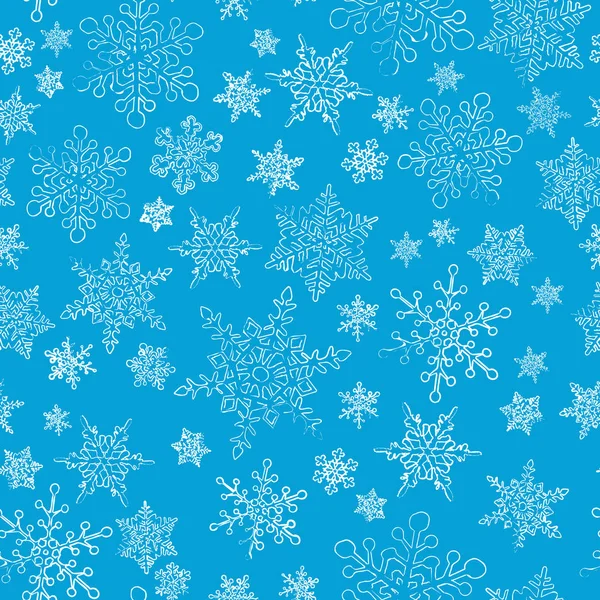 Copos de nieve patrón sin costuras — Vector de stock