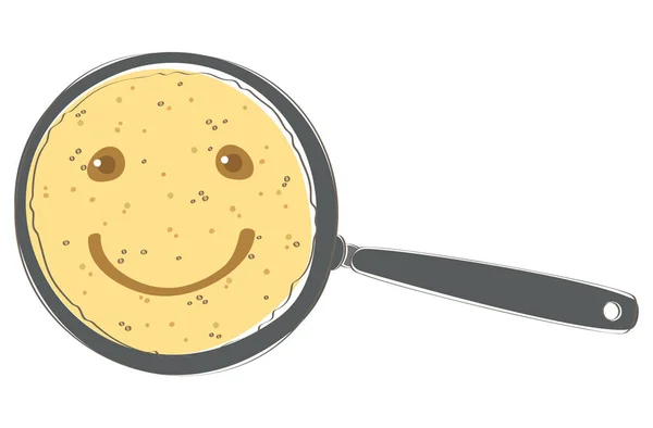 Pancake smiles on the pan — Stock Vector