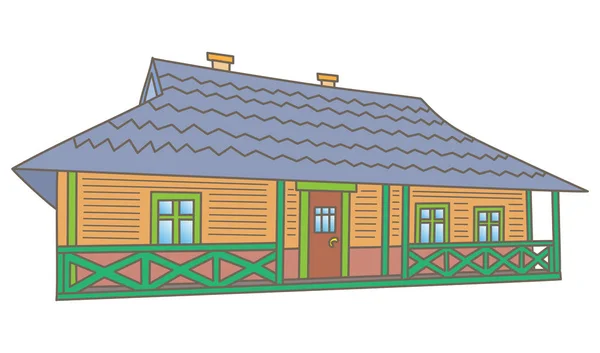 Casa de pueblo de madera — Vector de stock